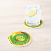 ゴールデンエレガンス:美しいアフリカの黄色のローズアート コースター (側面)