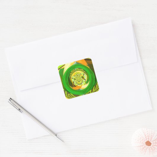 ゴールデンエレガンス:美しいアフリカの黄色のローズアート スクエアシール (封筒)