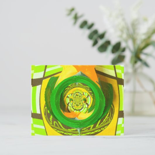 ゴールデンエレガンス:美しいアフリカの黄色のローズアート ポストカード (スタンド正面)