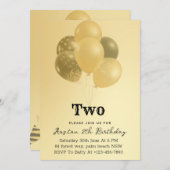 「ゴールデンエレガンス:2回目の誕生日お祝い」 招待状 (正面/裏面)