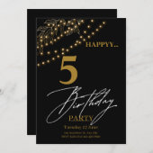 ゴールデンエレガンス： 50誕生祝い 招待状 (正面/裏面)