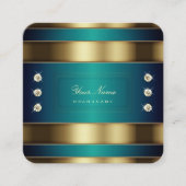 ゴールデンエレガントとブルーのティール（緑がかった色）グラデーションプロフェッショナル スクエア名刺 (正面)