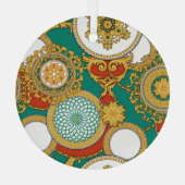 ゴールデンエレガントアラベスク背景 ガラスオーナメント (裏面)