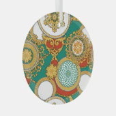 ゴールデンエレガントアラベスク背景 ガラスオーナメント (正面右)