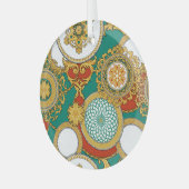 ゴールデンエレガントアラベスク背景 ガラスオーナメント (正面左)