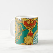 ゴールデンエレガントアラベスク背景 コーヒーマグカップ (正面左)