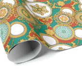 ゴールデンエレガントアラベスク背景 ラッピングペーパー (ロールコーナー)