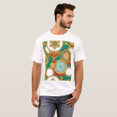 ゴールデンエレガントアラベスク背景 Tシャツ (正面フル)
