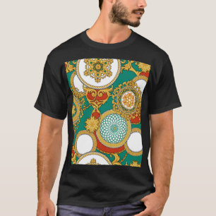 ゴールデンエレガントアラベスク背景 Tシャツ
