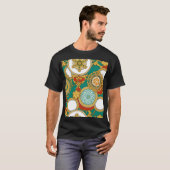 ゴールデンエレガントアラベスク背景 Tシャツ (正面フル)