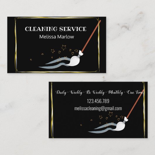 ゴールデンエレガントアンティークのほうき名刺のクリーニングイン 名刺 (正面/裏面)