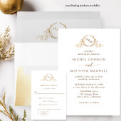 ゴールデンエレガントイエローモノグラム結婚式招待状 招待状