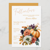 ゴールデンエレガントイエロー秋インラブブライダルシャワー 招待状 (正面/裏面)