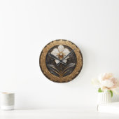 ゴールデンエレガントオーキッドデザイン ラウンド壁時計 (ホーム)