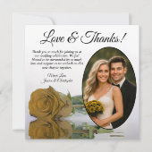 ゴールデンエレガントオークルバラオーバルフォト結婚ズ サンキューカード (正面)