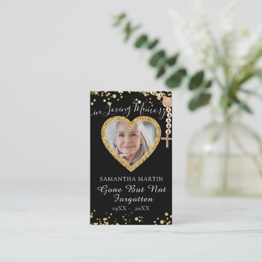 ゴールデンエレガントカスタム祈りの言葉フォトカード 名刺 (スタンド正面)