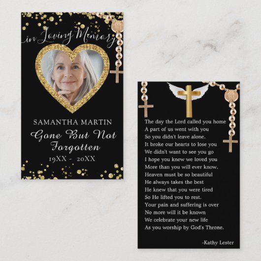 ゴールデンエレガントカスタム祈りの言葉フォトカード 名刺 (正面/裏面)