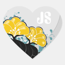 ゴールデンエレガントカメリアスモノグラムイニシャル ハートシール