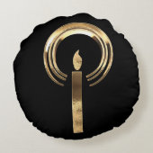 ゴールデンエレガントキャンドルブラック&金ゴールド ラウンドクッション (裏面)