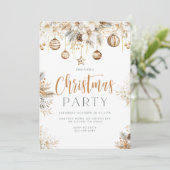 ゴールデンエレガントクリスマスオーナメントホリデーパーティー 招待状 (スタンド正面)