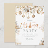 ゴールデンエレガントクリスマスオーナメントホリデーパーティー 招待状 (正面/裏面)