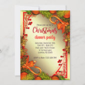 ゴールデンエレガントクリスマスディナーパーティー招待状 招待状 (正面)