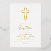 ゴールデンエレガントクロスタイポグラフィバプテスマ 箔招待状 (正面)