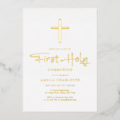 ゴールデンエレガントクロスファースト通信金ゴールド 箔招待状 (正面)