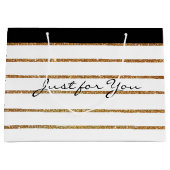 ゴールデンエレガントグリッターストライプの抱き枕 ラージペーパーバッグ (正面)