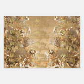 ゴールデンエレガントグリッタースノーフレークスメリークリスマス ラッピングペーパーシート (正面)