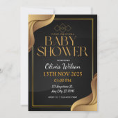 ゴールデンエレガントグリッターベビーシャワー 招待状 (正面)