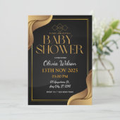 ゴールデンエレガントグリッターベビーシャワー 招待状 (スタンド正面)