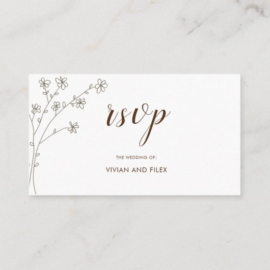 ゴールデンエレガントサンプルフローラウェディングRSVP エンクロージャーカード (裏面)