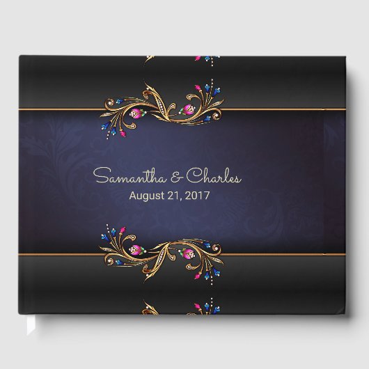 ゴールデンエレガントジュエルフラワーズ結婚ゲストブック ゲストブック (正面)