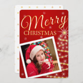 ゴールデンエレガントスターズワンフォトクリスマスカード (正面/裏面)