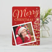 ゴールデンエレガントスターズワンフォトクリスマスカード (スタンド正面)