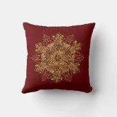 ゴールデンエレガントスノーフレークバーガンディ装飾用クッション クッション (裏面)