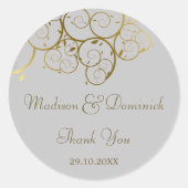 ゴールデンエレガントスパイラルつる植物スタイリッシュクラッシー結婚ズ ラウンドシール (正面)