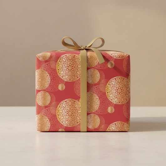 ゴールデンエレガントスプレンディッド東洋オーナメント模様 ラッピングペーパー