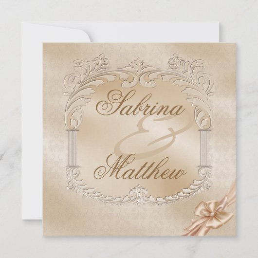 ゴールデンエレガントスワンスフォーマル結婚式招待状 招待状 (正面)