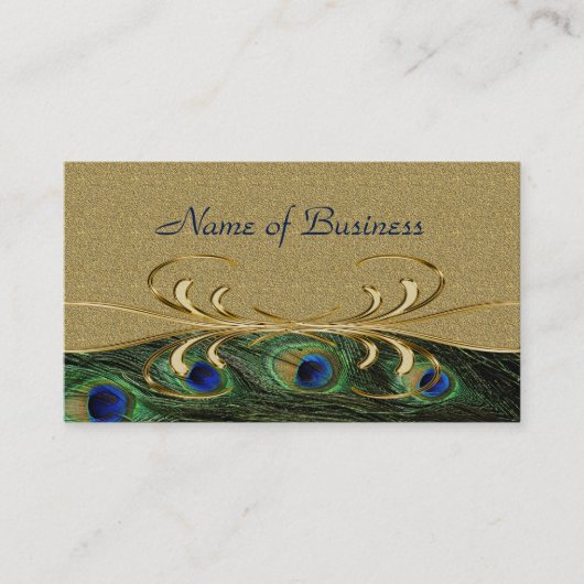 ゴールデンエレガントスワールピーコックフェザーアポイントメント 予約カード (正面)