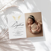 ゴールデンエレガントタイポグラフィクロスバプテスマ 招待状