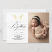 ゴールデンエレガントタイポグラフィクロスバプテスマ 招待状 (正面)