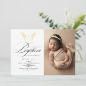 ゴールデンエレガントタイポグラフィクロスバプテスマ 招待状 (スタンド正面)
