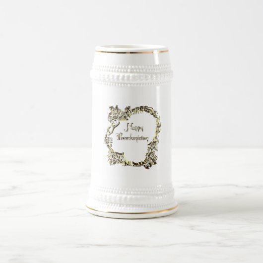 ゴールデンエレガントターキーハッピーサンクスギビング文字 ビールジョッキ (中央)