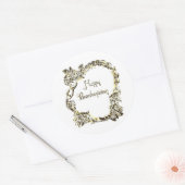 ゴールデンエレガントターキーハッピーサンクスギビング文字 ラウンドシール (封筒)