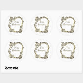 ゴールデンエレガントターキーハッピーサンクスギビング文字 ラウンドシール (シート)