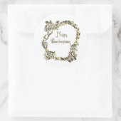 ゴールデンエレガントターキーハッピーサンクスギビング文字 ラウンドシール (バッグ)