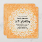 ゴールデンエレガントダマスクスタイル誕生日パーティー 招待状 (正面/裏面)