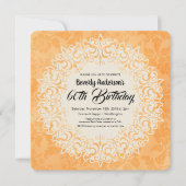 ゴールデンエレガントダマスクスタイル誕生日パーティー 招待状 (正面)